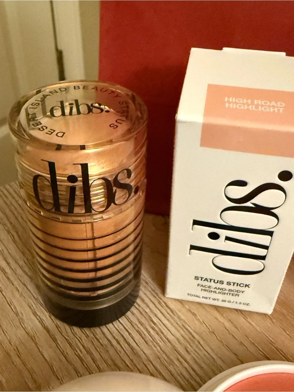 Dibs. Beauty Bundle Duet Baked Blush, Status Stick Highlight, Go to Glossy Balm
